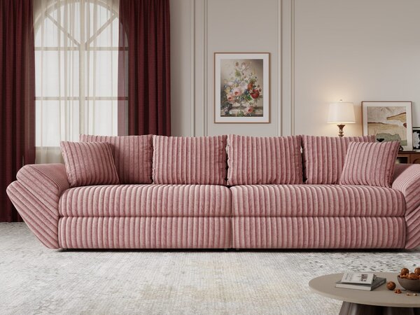 Canapea extensibilă dumonde cu ladă de depozitare Loana Tilia Roz pudrat 300x100 cm