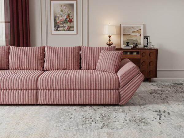 Canapea extensibilă dumonde cu ladă de depozitare Loana Tilia Roz pudrat 300x100 cm
