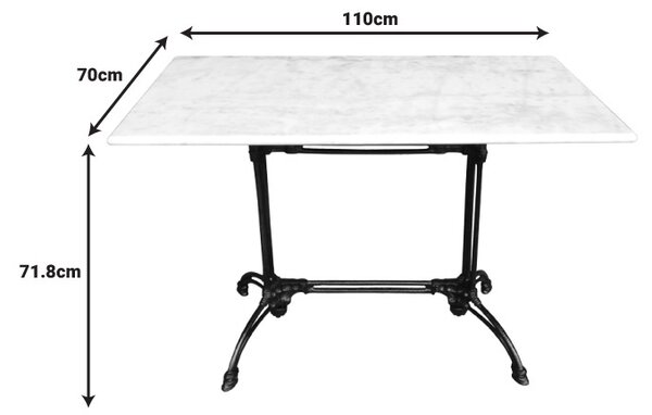 Masa de Gradina Model Zosal, Alb marmorat/Negru, 110x70x71.8 cm