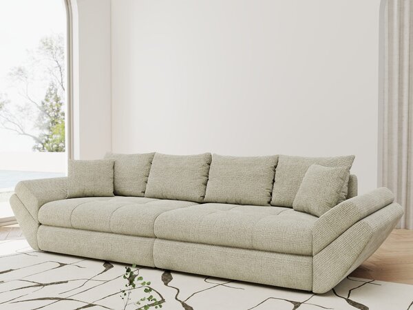 Canapea extensibilă dumonde cu ladă de depozitare si sezut confortabil din spuma high-density, Loana Cremona Bej 300x100 cm