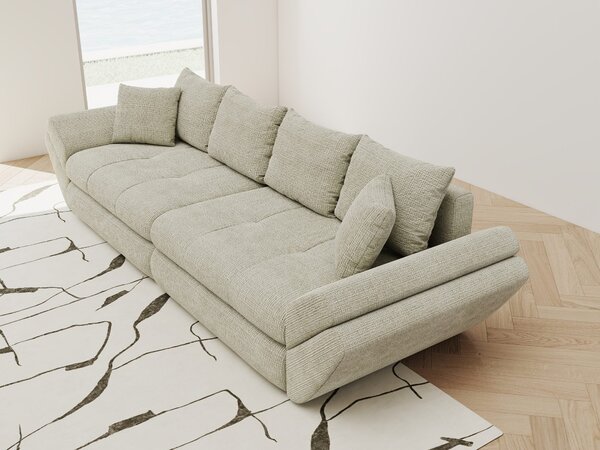 Canapea extensibilă dumonde cu ladă de depozitare si sezut confortabil din spuma high-density, Loana Cremona Bej 300x100 cm
