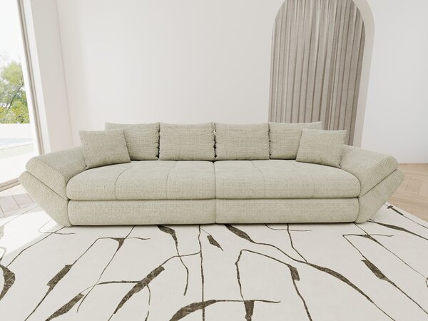 Canapea extensibilă dumonde cu ladă de depozitare si sezut confortabil din spuma high-density, Loana Cremona Bej 300x100 cm