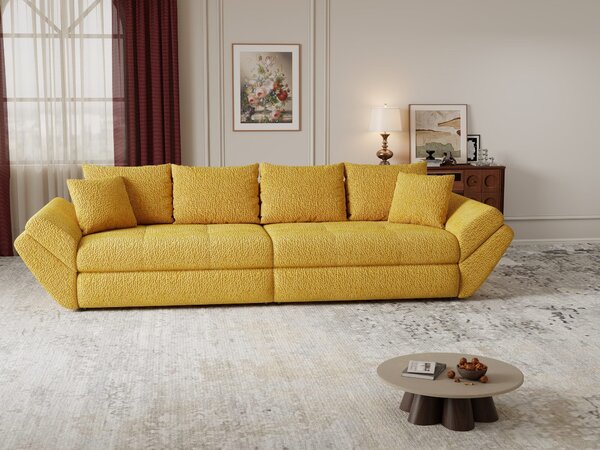 Canapea extensibilă dumonde cu ladă de depozitare Loana Jaguar Galben mustar 300x100 cm