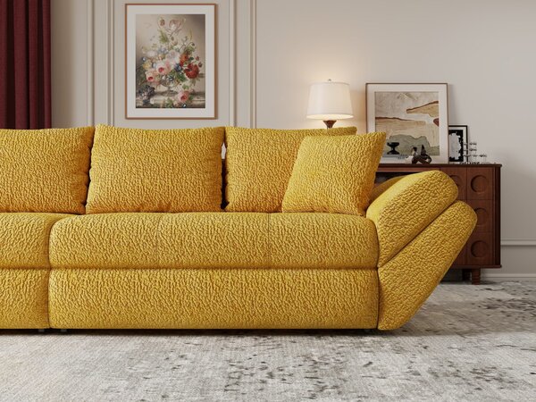 Canapea extensibilă dumonde cu ladă de depozitare Loana Jaguar Galben mustar 300x100 cm
