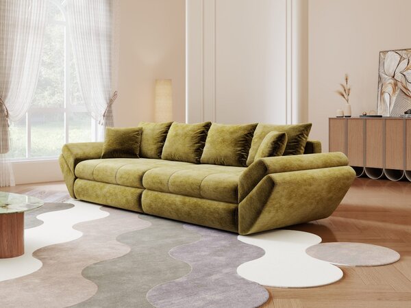 Canapea extensibilă dumonde cu ladă de depozitare Loana Monolith Verde olive 300x100 cm