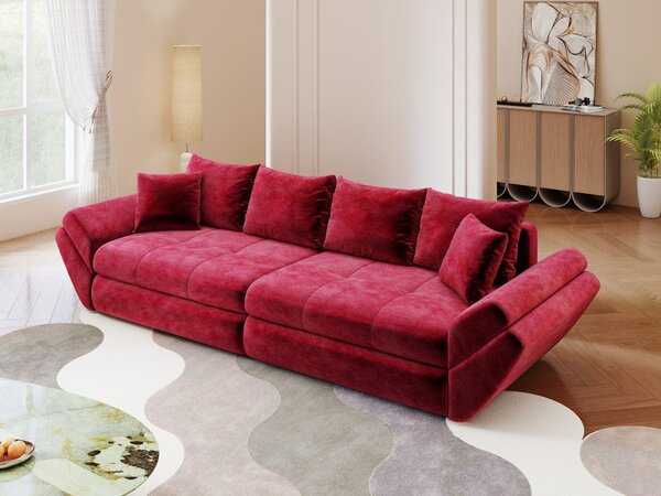 Canapea extensibilă dumonde cu ladă de depozitare Loana Monolith Rosu 300x100 cm