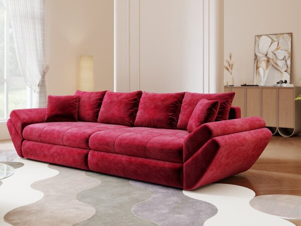 Canapea extensibilă dumonde cu ladă de depozitare Loana Monolith Rosu 300x100 cm