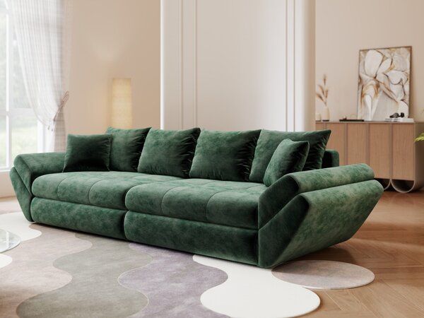 Canapea extensibilă dumonde cu ladă de depozitare Loana Monolith Verde 300x100 cm