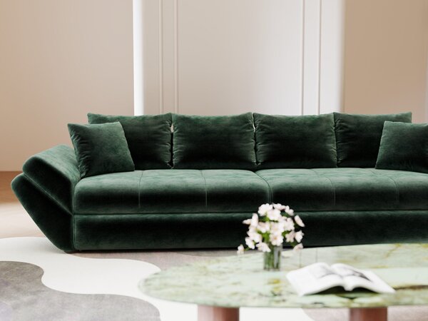 Canapea extensibilă dumonde cu ladă de depozitare Loana Monolith Verde 300x100 cm
