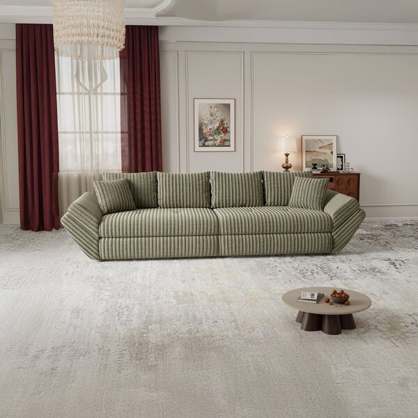 Canapea extensibilă dumonde cu ladă de depozitare Loana Tilia Verde olive 300x100 cm