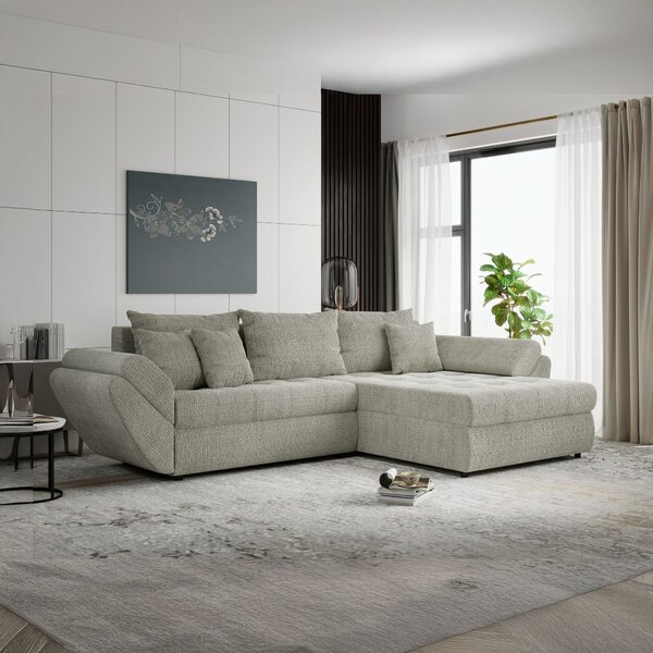 Colțar extensibil dumonde cu ladă de depozitare Loana Cremona Bej II 270x185 cm