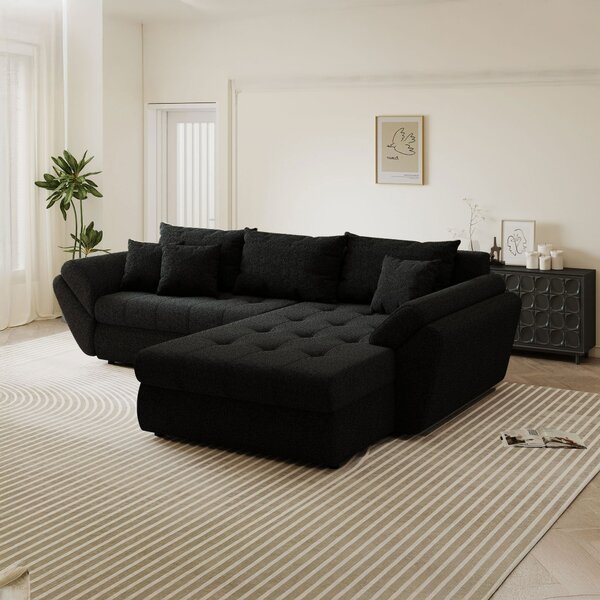 Colțar extensibil dumonde cu ladă de depozitare Loana Monte Negru II 270x185 cm