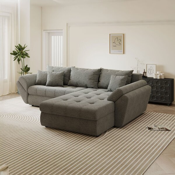 Colțar extensibil dumonde cu ladă de depozitare Loana Quelle Gri II 270x185 cm