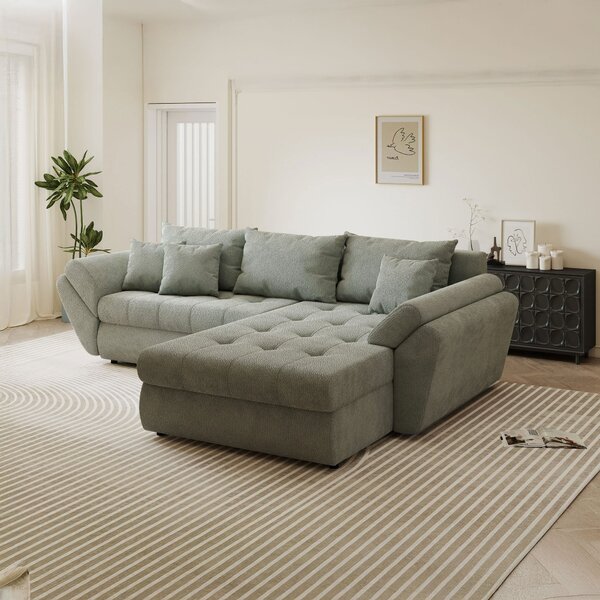 Colțar extensibil dumonde cu ladă de depozitare Loana Vibe Mint II 270x185 cm