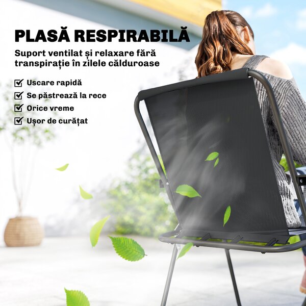 Outsunny Set Dining de Grădină 8 Piese cu Umbrelă, Mobilier de Exterior cu 6 Scaune Pliabile, Masă din Sticlă Temperată și Umbrelă pentru Terasă, Negru | Aosom Romania