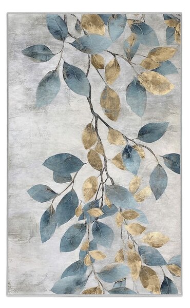 Covor albastru deschis/auriu lavabil 160x230 cm Golden Leaves – Mila Home