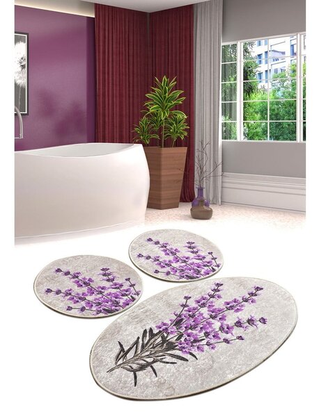 Covorașe de baie mov-bej 3 buc. 60x100 cm Lavender – Foutastic