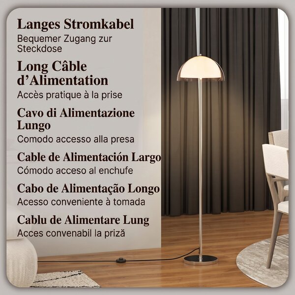 HOMCOM Lampă de Podea cu Abajur Dublu Strat pentru Living, Sufragerie, Dormitor, din Metal și Acrilic, Ø35x150 cm, Alb | Aosom Romania