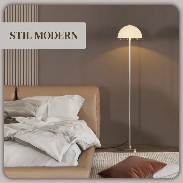 HOMCOM Lampă de Podea cu Abajur Dublu Strat pentru Living, Sufragerie, Dormitor, din Metal și Acrilic, Ø35x150 cm, Alb | Aosom Romania
