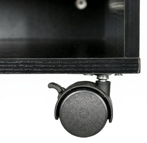 HOMCOM Cabinet pentru Imprimantă cu 2 Rafturi, Birou din Lemn și Cabinet de studiu cu Roți, 47x40x22.5 cm, Negru | Aosom Romania