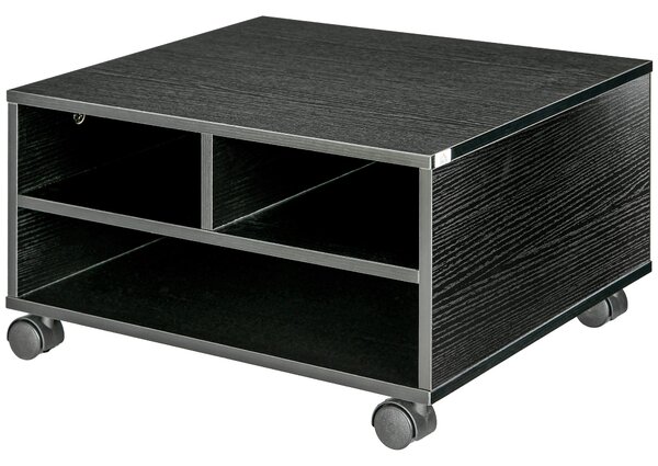 HOMCOM Cabinet pentru Imprimantă cu 2 Rafturi, Birou din Lemn și Cabinet de studiu cu Roți, 47x40x22.5 cm, Negru | Aosom Romania