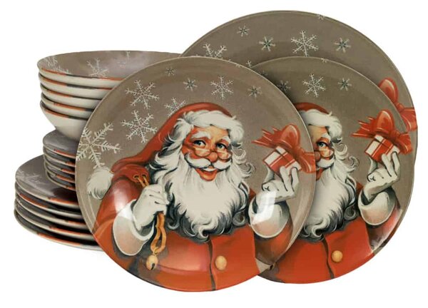 Set Complet Serviciu De Masa, Santa Claus, 18 piese, pentru 6 persoane, Cesiro, Multicolor
