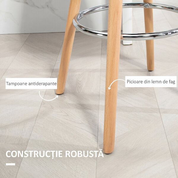 HOMCOM Set 2 Scaune de Bar Moderne din Piele Ecologică, Scaune Înalte de Bucătărie, Negru | Aosom Romania