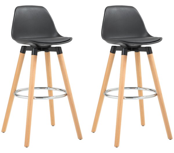 HOMCOM Set 2 Scaune de Bar Moderne din Piele Ecologică, Scaune Înalte de Bucătărie, Negru | Aosom Romania