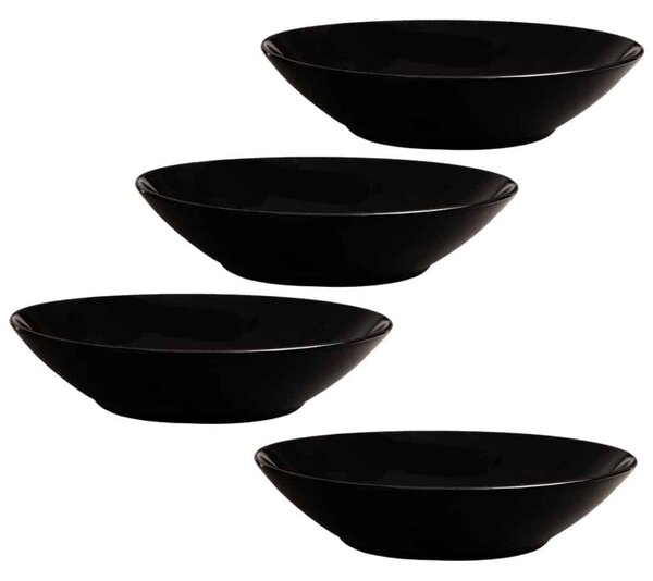 Set 4 farfurii adanci, 21 cm, Negru Lucios