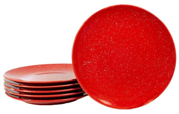 Set 6 farfurii desert, 20 cm, Rosu Intens cu picatele albe
