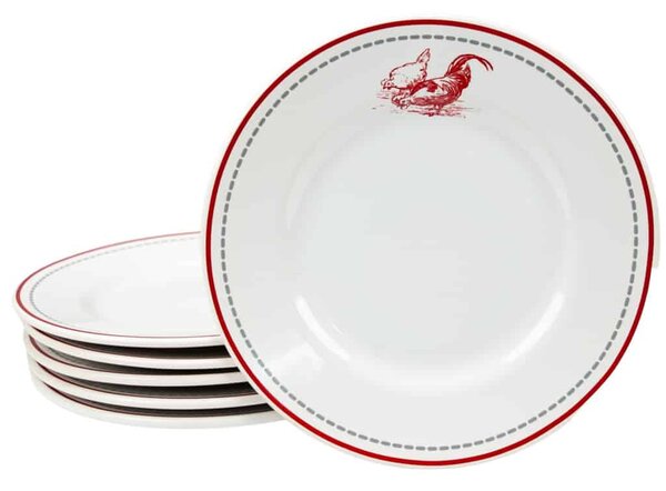 Set 6 farfurii desert Alb Pur decor cu Pasari, 20 cm