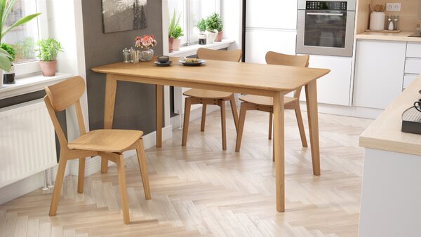 MAZZONI EXPORT ROXY Stejar natural - MASĂ RECTANGULARĂ DE LEMN 120 sau 150 cm PENTRU BUCĂTĂRIE/SUFRAGERIE RETRO