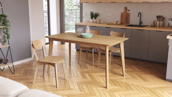 MAZZONI EXPORT ROXY Stejar natural - MASĂ RECTANGULARĂ DE LEMN 120 sau 150 cm PENTRU BUCĂTĂRIE/SUFRAGERIE RETRO