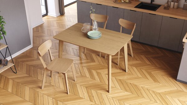 MAZZONI EXPORT ROXY Stejar natural - MASĂ RECTANGULARĂ DE LEMN 120 sau 150 cm PENTRU BUCĂTĂRIE/SUFRAGERIE RETRO