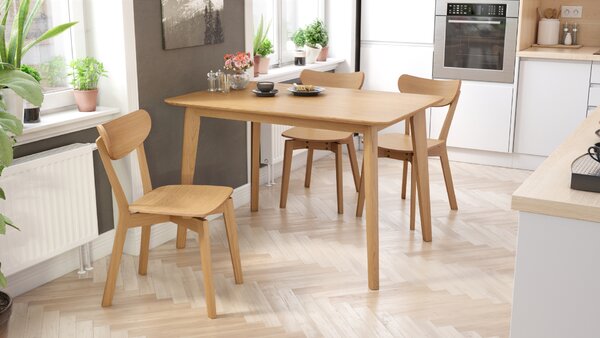 MAZZONI EXPORT ROXY Stejar natural - MASĂ RECTANGULARĂ DE LEMN 120 sau 150 cm PENTRU BUCĂTĂRIE/SUFRAGERIE RETRO