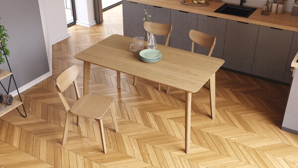 MAZZONI EXPORT ROXY Stejar natural - MASĂ RECTANGULARĂ DE LEMN 120 sau 150 cm PENTRU BUCĂTĂRIE/SUFRAGERIE RETRO