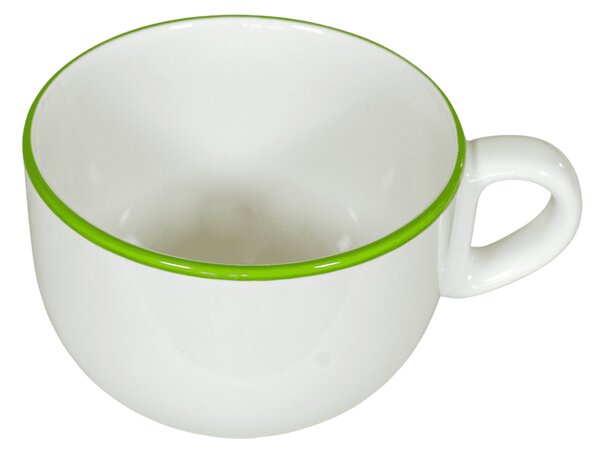 Cana jumbo, Cesiro, 450 ml, Alb Arctic cu Bordura Verde Mar de Vara