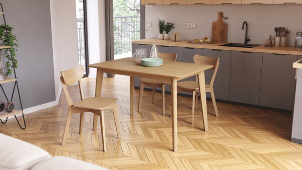 MAZZONI EXPORT ROXY Stejar natural - MASĂ RECTANGULARĂ DE LEMN 120 sau 150 cm PENTRU BUCĂTĂRIE/SUFRAGERIE RETRO