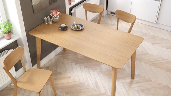 MAZZONI EXPORT ROXY Stejar natural - MASĂ RECTANGULARĂ DE LEMN 120 sau 150 cm PENTRU BUCĂTĂRIE/SUFRAGERIE RETRO