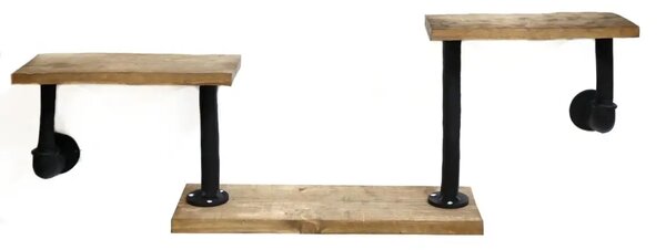 Raft cu 3 polite stil industrial din lemn-metal Homs 73 X 12 X 27 cm