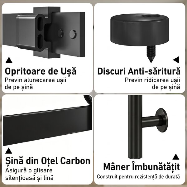 HOMCOM Ușă Culisantă Interior Rustică cu Șină Silențioasă, Kit Feronerie și Mâner, Alb | Aosom Romania