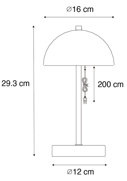 Set de 2 lămpi de masă exterioare ciupercă negre reîncărcabile - Keira