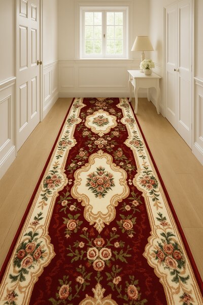 Traversa, Model Clasic 570 210, Festonata, Latime 80 cm, Crem Rosu 80 x 200
