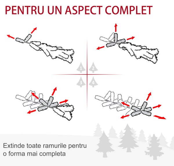HOMCOM Set de decoratiuni pentru Craciun set 4 piese, coroana de ghirlande si set de 2 copaci cu lumini LED | AOSOM RO