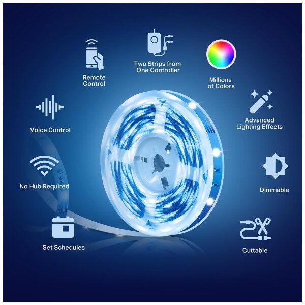 TP-Link - Bandă LED RGBW reglabilă, 5 m, 20,5 W, 230 V, Wi-Fi