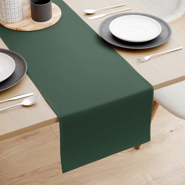 Goldea napron de masă 100% bumbac - verde închis 35x140 cm