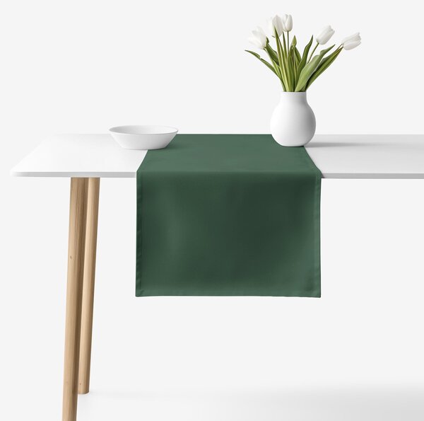 Goldea napron de masă 100% bumbac - verde închis 35x140 cm