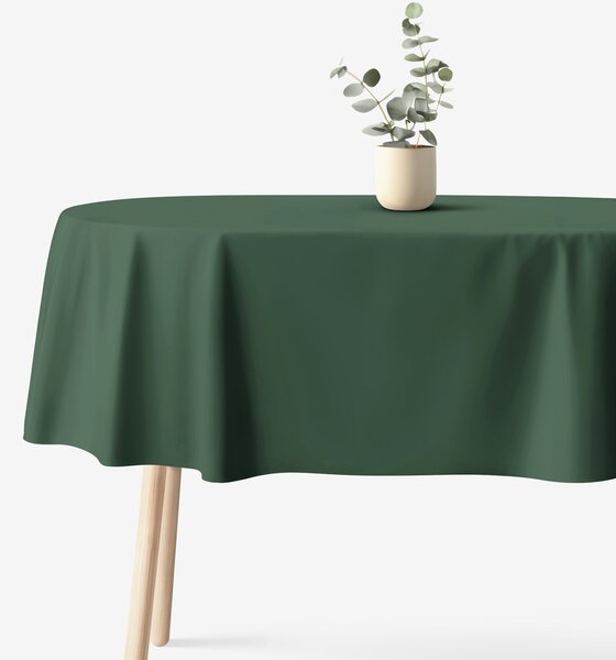Goldea față de masă 100% bumbac verde închis - ovală 140 x 180 cm