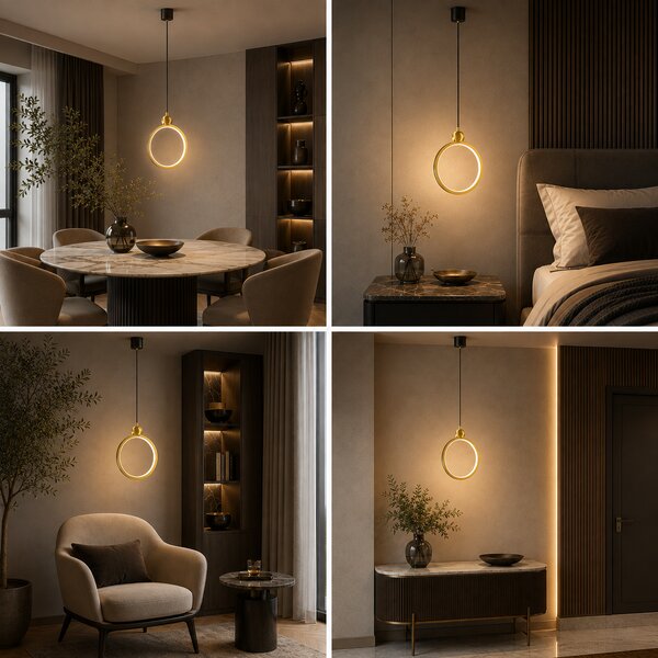 Lampă decorativă LED suspendată Karelia – Aurie