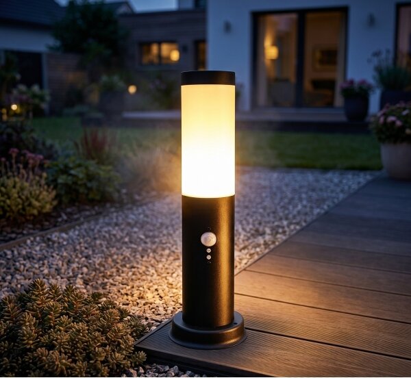 Brilagi - Lampă de exterior cu senzor NOVA 1xE27/15W/230V 40 cm IP44 neagră